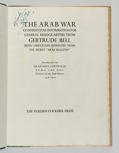 Scarce limited edition bound by Sangorski & Sutcliffe of Gertrude Bell's The Arab War.