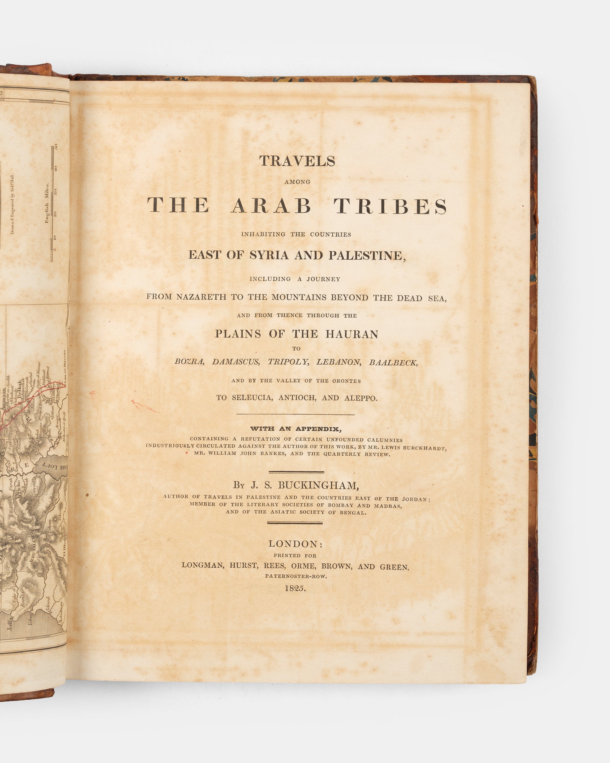 Freya Stark's copy of this first edition of Travels Among the Arab Tribes by James Silk Buckingham, with her bookplate.