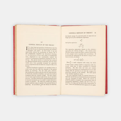 First English language edition, first impression of Einstein's first popular treatment of his revolutionary theory, Relativity, The Special & the General Theory
