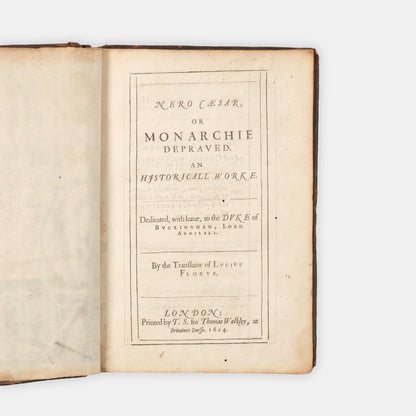 The first edition of Edmund Bolton's history of Roman Emperor Nero, one of the earliest works to be illustrated with engravings of Roman coins