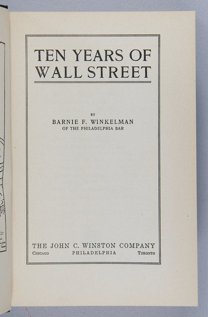 The first edition of this retsopective on the New York Stock Exchange in the decade preceding the crash of 1929, inscribed by the author