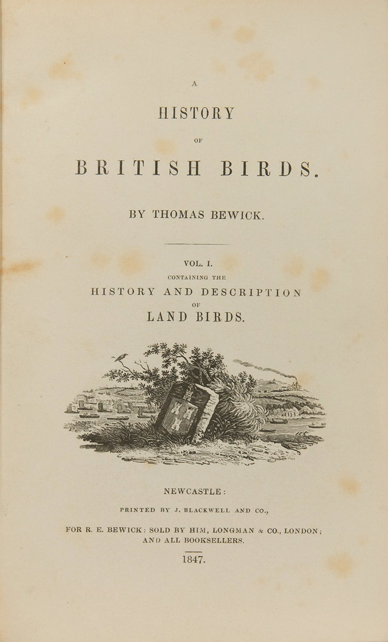 Hancock's edition of Bewick's A History of British Birds, containing twenty additional engravings for the first time.