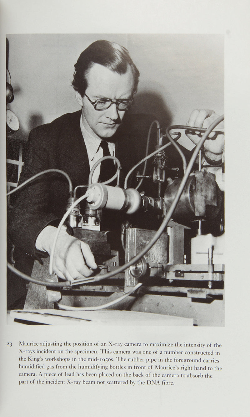 An inscribed first edition of Maurice Wilkins' autobiography. Wilkins shared the 1962 Nobel Prize with Francis Crick and James Watson for the discovery of the double helix structure of DNA. 