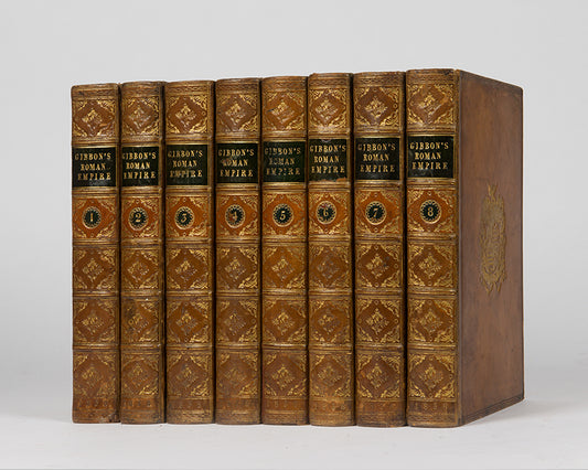 A handsome edition og Edeward Gibbon's classic History of the Decline and Fall of the Roman Empire, in a contemporary tan calf armoiral binding