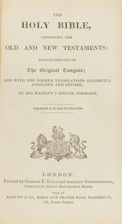 The Holy Bible [and] Book of Common Prayer.