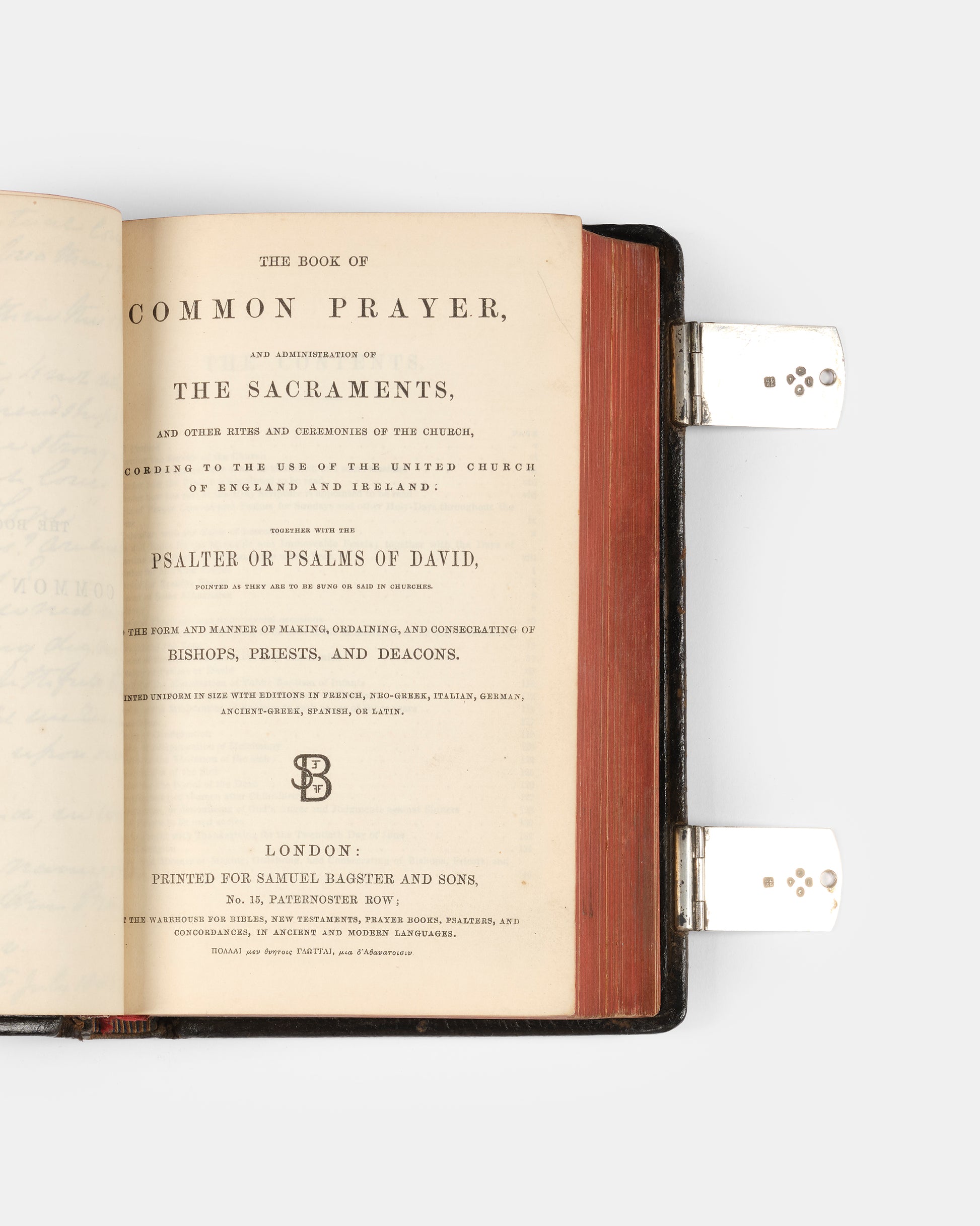 An attractive later printing of Samuel Bagster's Polyglot Bible, bound in contemporary black morocco with hallmarked silver clasps in full working order