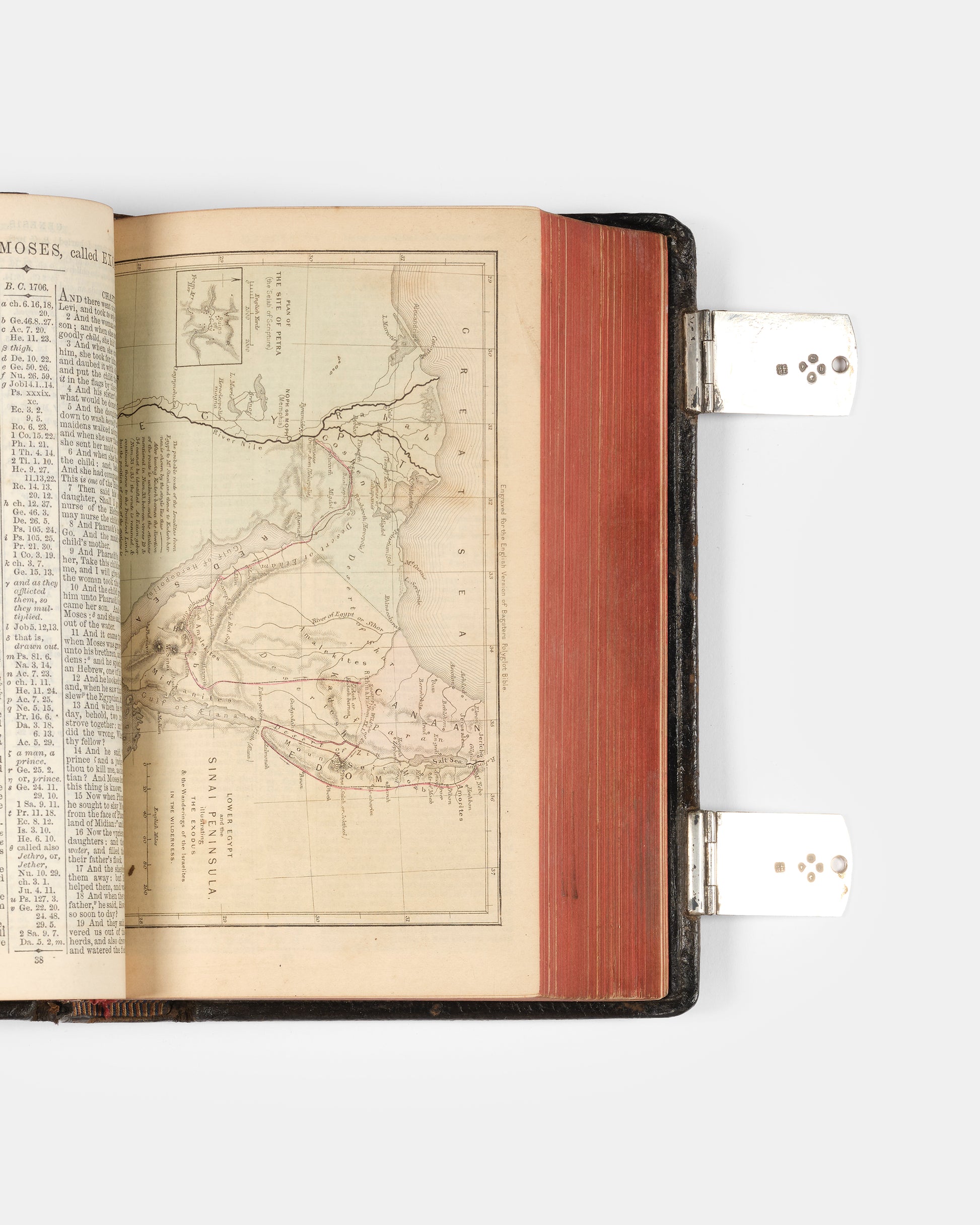 An attractive later printing of Samuel Bagster's Polyglot Bible, bound in contemporary black morocco with hallmarked silver clasps in full working order