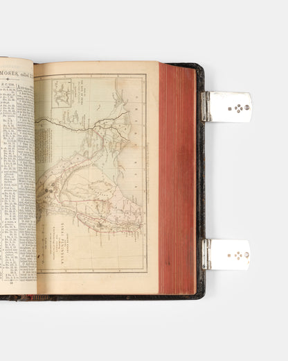 An attractive later printing of Samuel Bagster's Polyglot Bible, bound in contemporary black morocco with hallmarked silver clasps in full working order