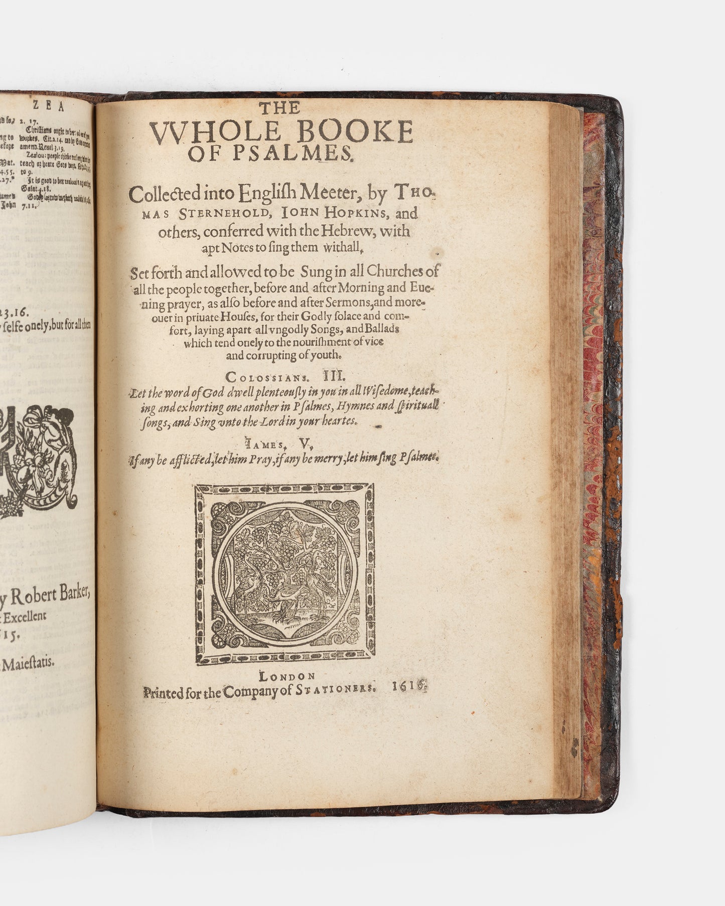 A superb, rare complete example of the Geneva Bible, bound with the Book of Common Prayer, Concordances and Pslam, in the original blind-panelled calf binding