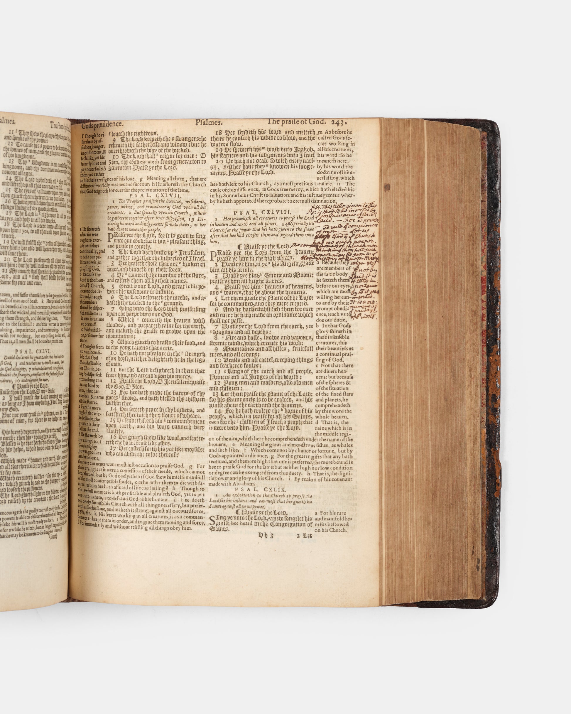 A superb, rare complete example of the Geneva Bible, bound with the Book of Common Prayer, Concordances and Pslam, in the original blind-panelled calf binding