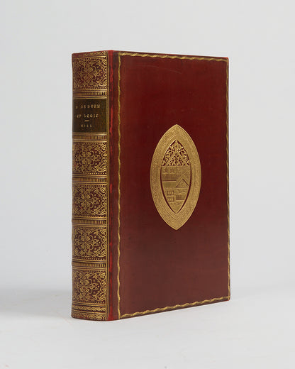 J.S. Mill's most important work of pure philosophy, A System of Logic, in a prie-binding for Solihull Grammar School