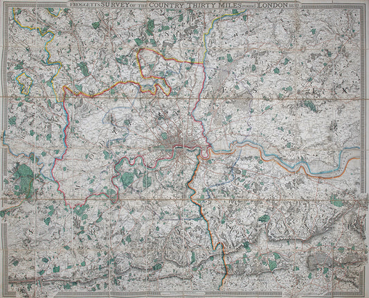Froggett's Survey of the Country Thirty Miles Round London. 1832.