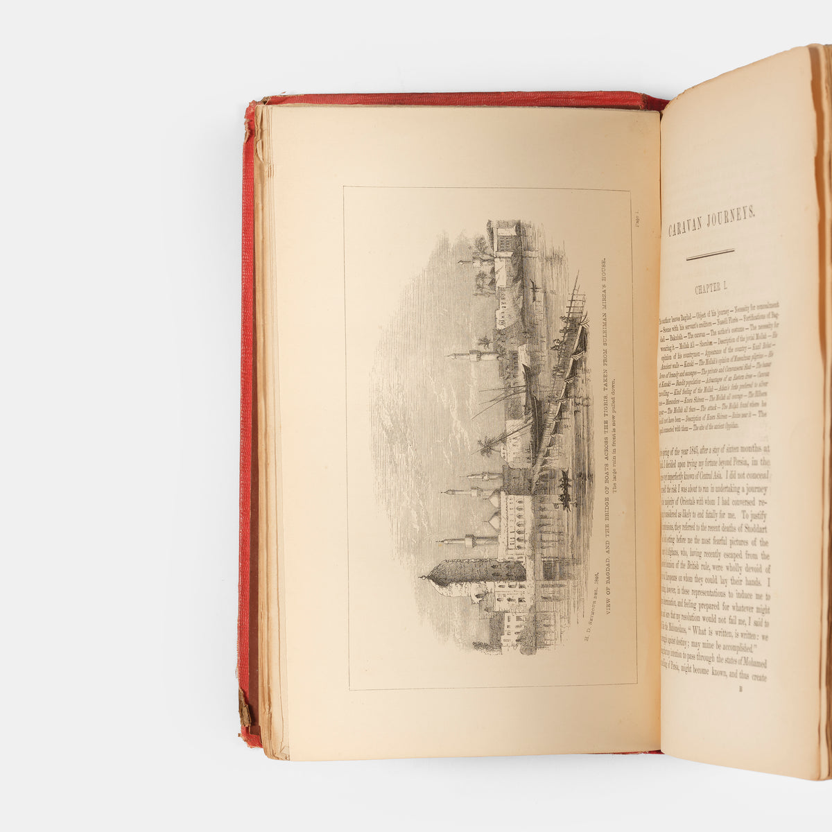 First edition in the original cloth of Caravan Caravan Journeys and Wanderings in Persia, Afghanistan, Turkistan, and Beloochistan, by Joseph Ferrier.