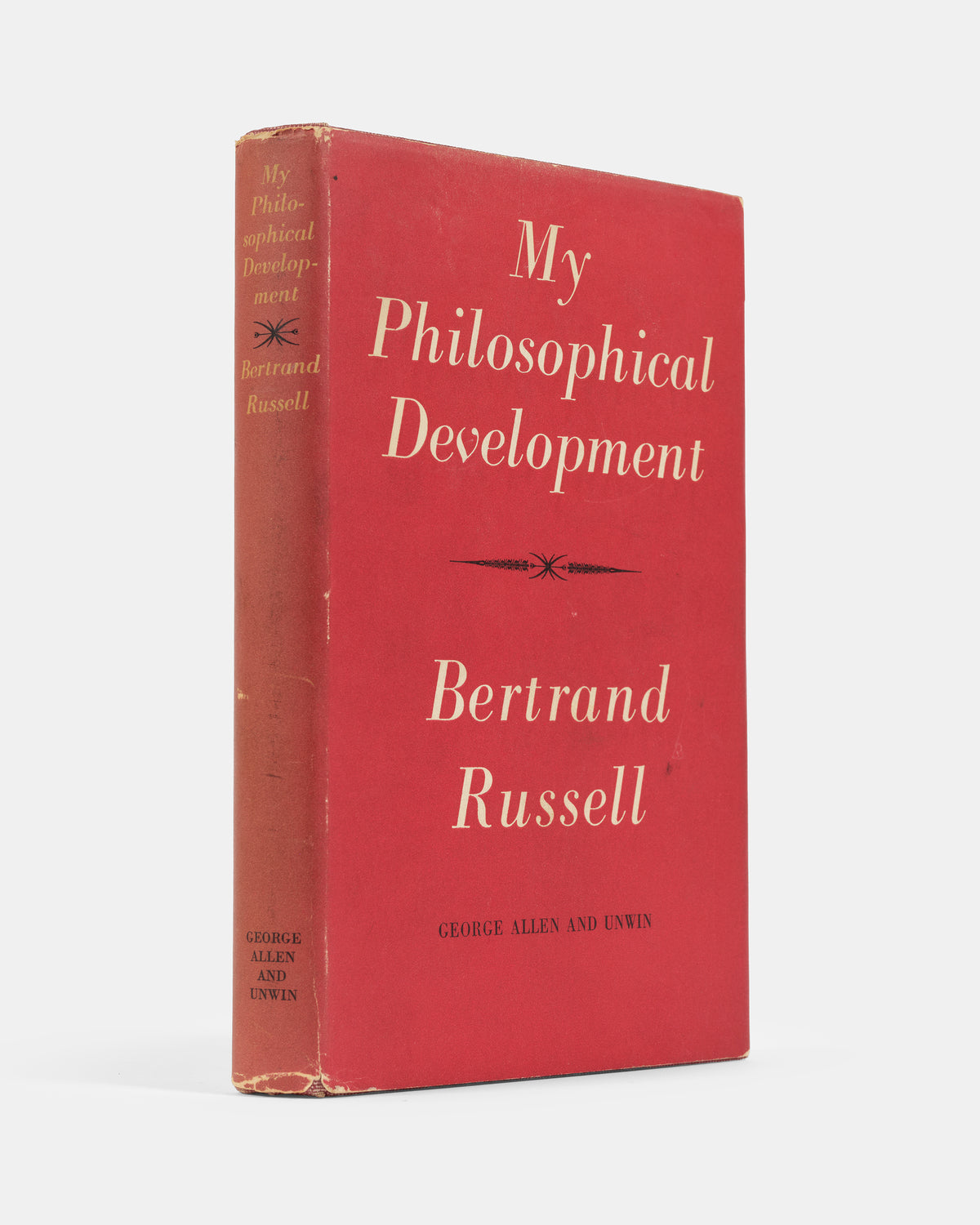The first edition of Bertrand Russell's intellectual autobiography My Philosophical Development, in the unclipped dustjacket