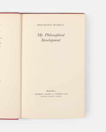 The first edition of Bertrand Russell's intellectual autobiography My Philosophical Development, in the unclipped dustjacket