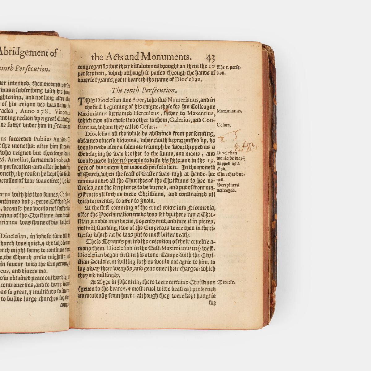 The first abridged edition of John Foxe's seminal history of the Protestant Reformation in England, The Actes and Monuments