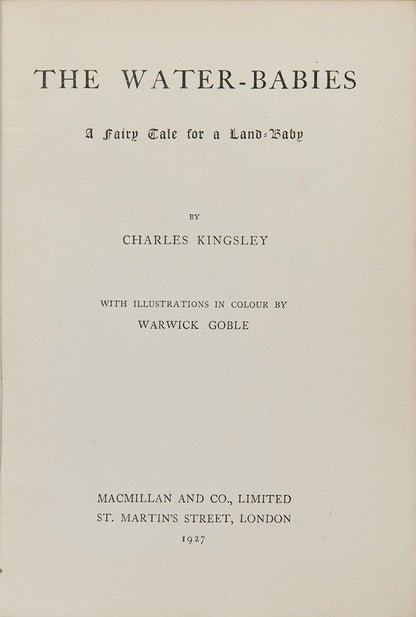 A wonderfully illustrated, handsome early printing of The Water Babies by Charles Kingsley.