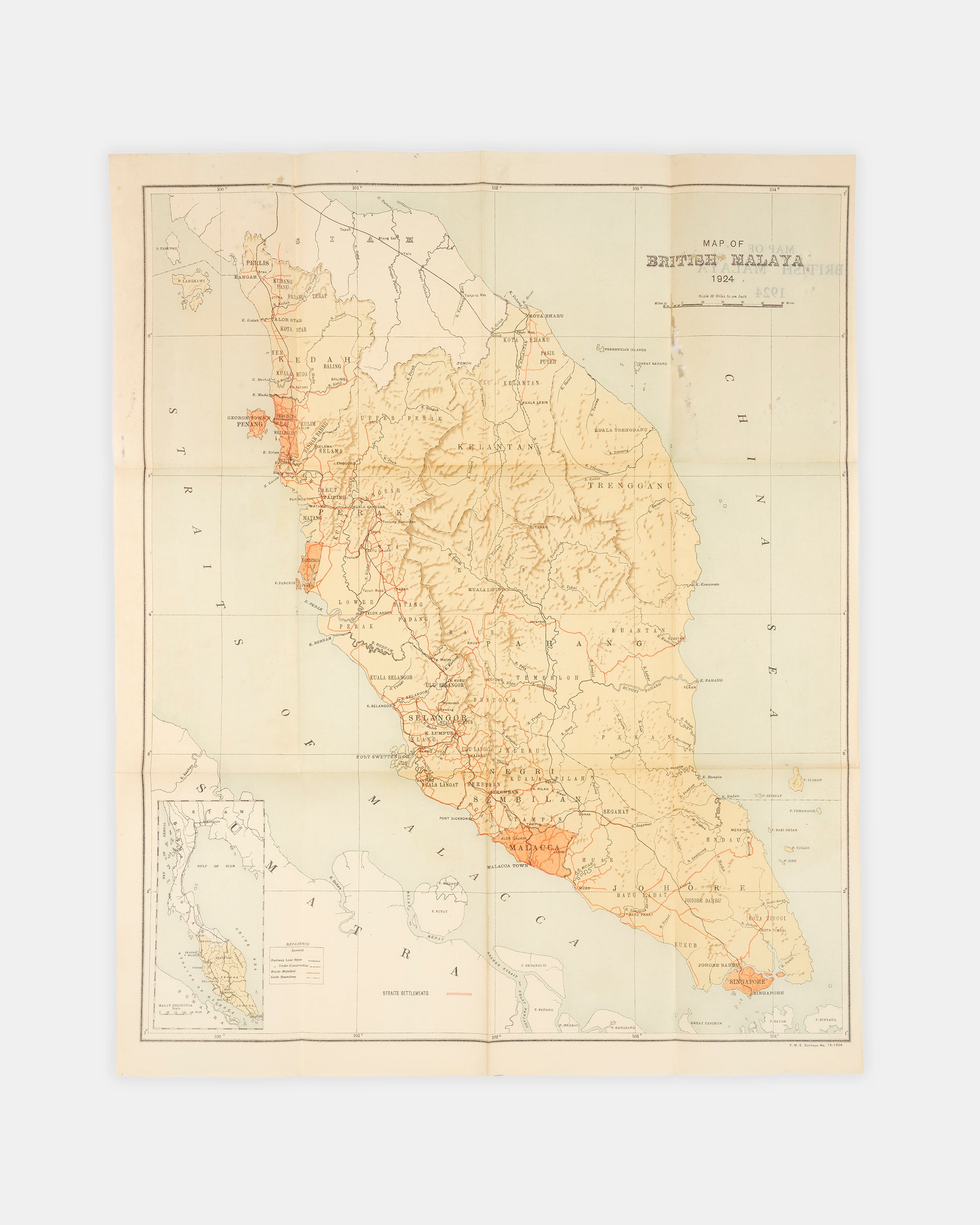 First edition, first issue, of the Handbook of British Malaya 1926 edited by Captain Raplh Lionel German, scarce to find complete with the map.