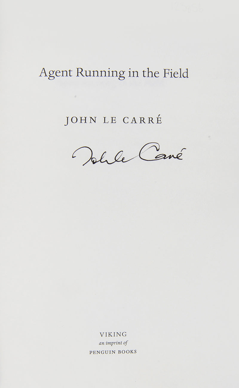 A signe first edition of Agent Running in a Field by John le Carré.