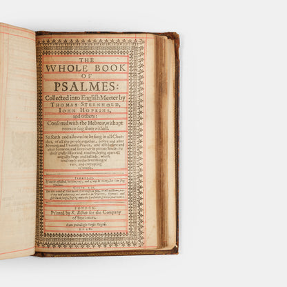A pleasing octavo edition of the King James Bible, ruled in red throughout and bound with The Book of Common Prayer and The Whole Book of the Psalmes