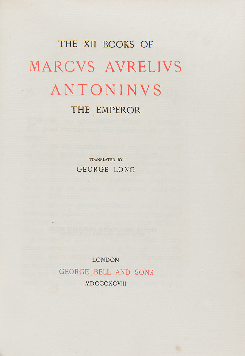 A finely pritned example of the Meditations of Roman Emperor Marcus Aurelius, translated by George Long