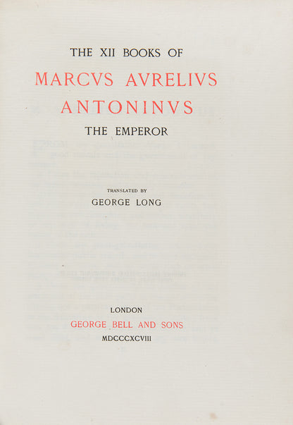 A finely pritned example of the Meditations of Roman Emperor Marcus Aurelius, translated by George Long