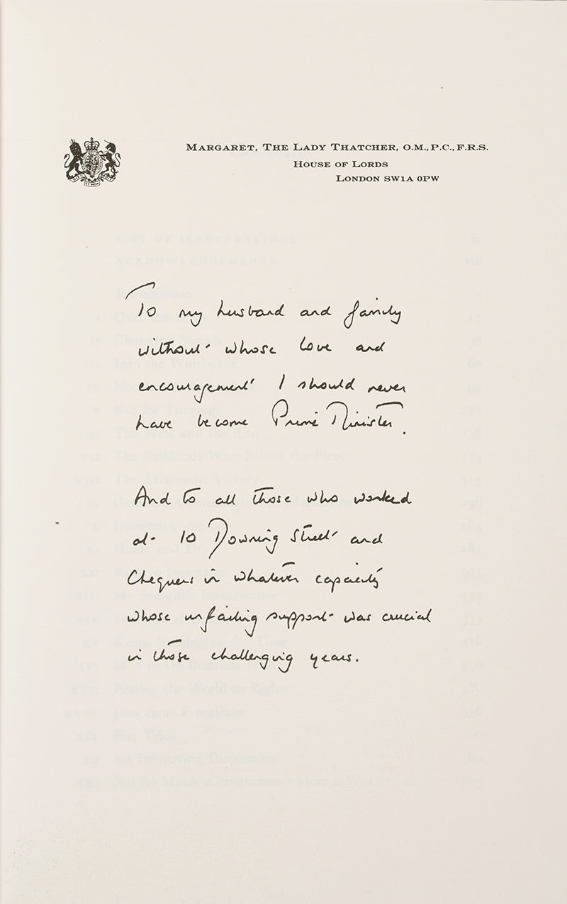 A fine copy of the first edition of Margaret Thatcher's, The Downing Street Years with fine suites of black and white photographic illustrations