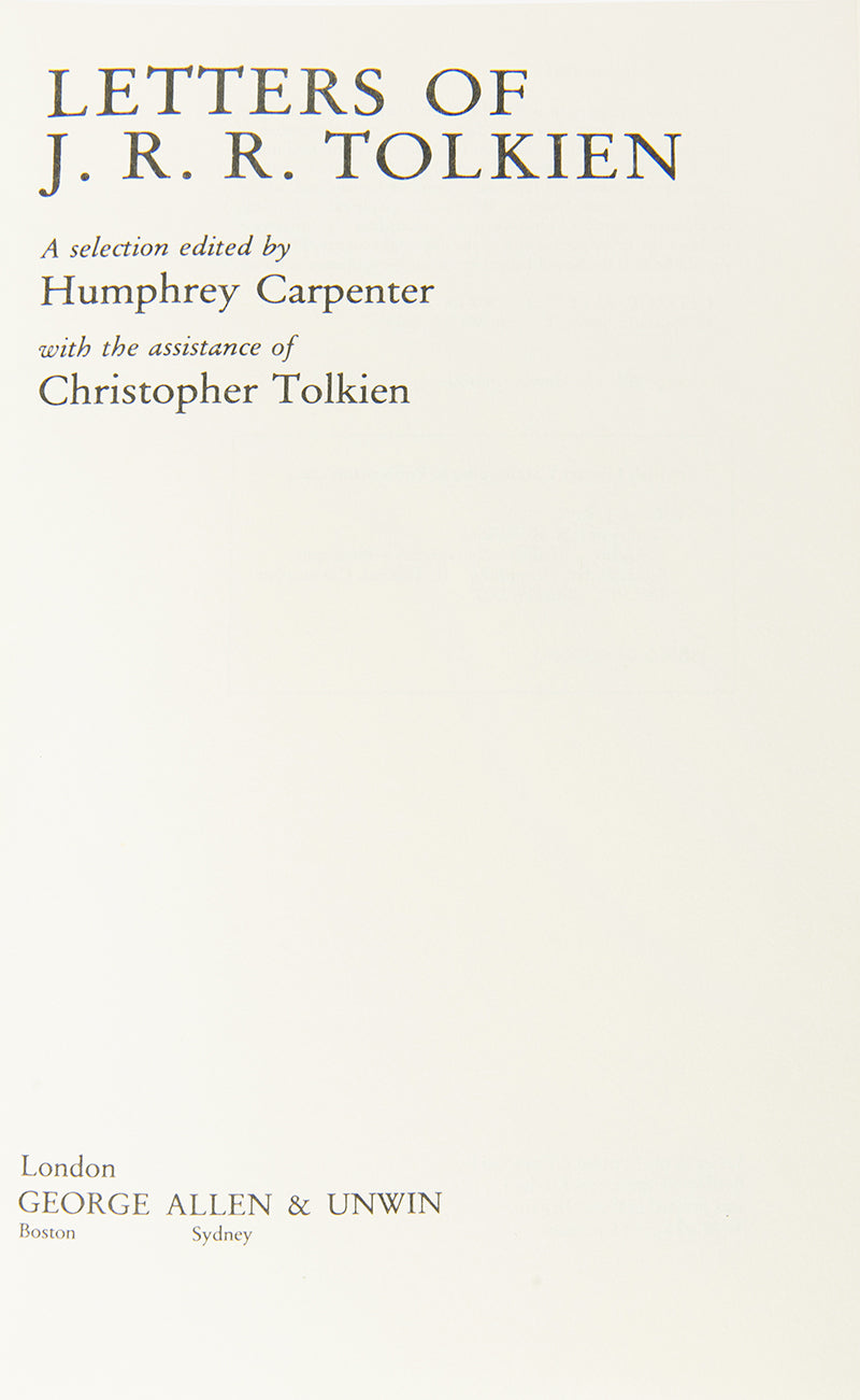 The first edition, first impression of the collected letters of J.R.R. Tolkien