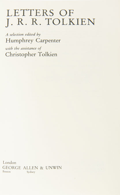 The first edition, first impression of the collected letters of J.R.R. Tolkien