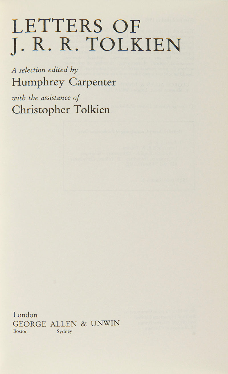 The first edition, first impression of the collected letters of J.R.R. Tolkien.