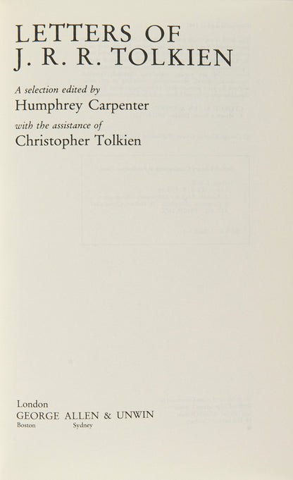 The first edition, first impression of the collected letters of J.R.R. Tolkien.