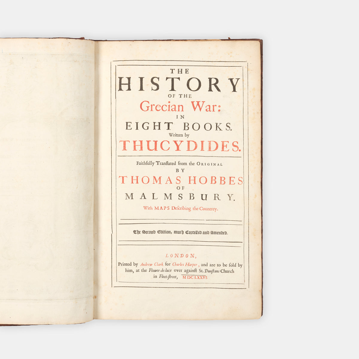 The final lifetime edition of Thomas Hobbes's English-language translation of Thucydides History of the Grecian War