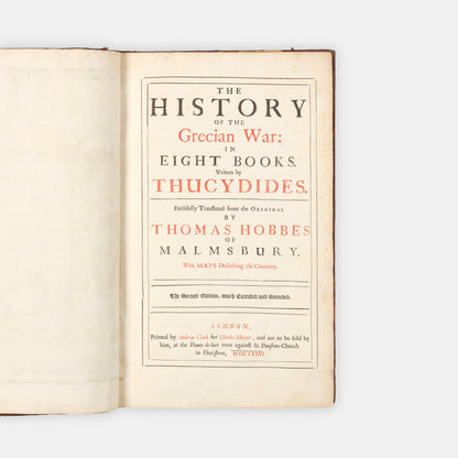 The final lifetime edition of Thomas Hobbes's English-language translation of Thucydides History of the Grecian War