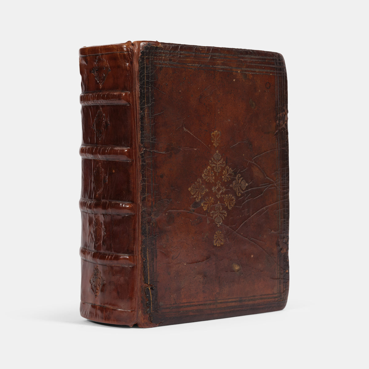 A handsomely bound quarto King James Bible in contemporary calf, with gilt lozenge centrepieces