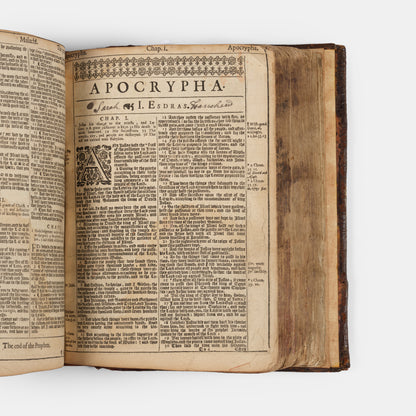A handsomely bound quarto King James Bible in contemporary calf, with gilt lozenge centrepieces