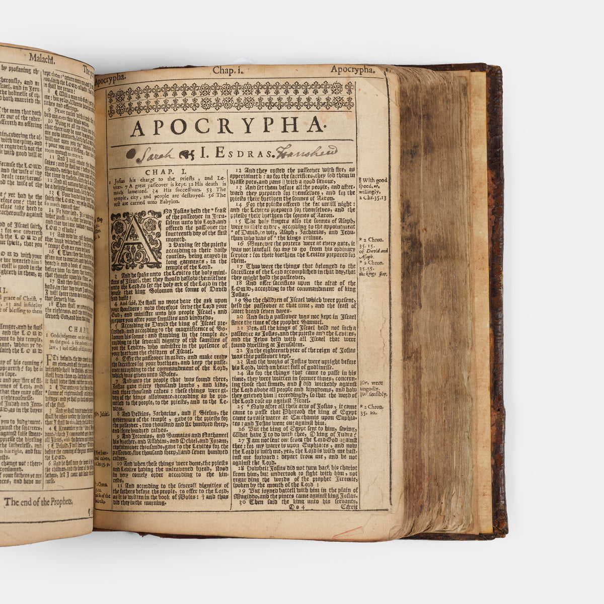 A handsomely bound quarto King James Bible in contemporary calf, with gilt lozenge centrepieces