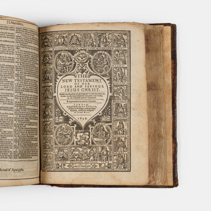 A handsomely bound quarto King James Bible in contemporary calf, with gilt lozenge centrepieces