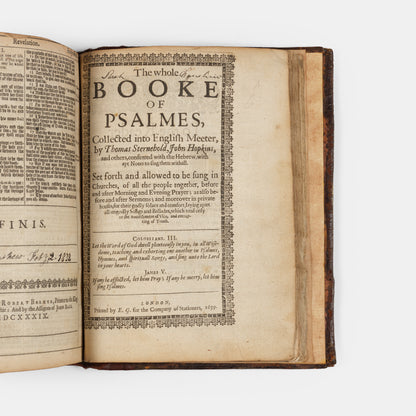 A handsomely bound quarto King James Bible in contemporary calf, with gilt lozenge centrepieces