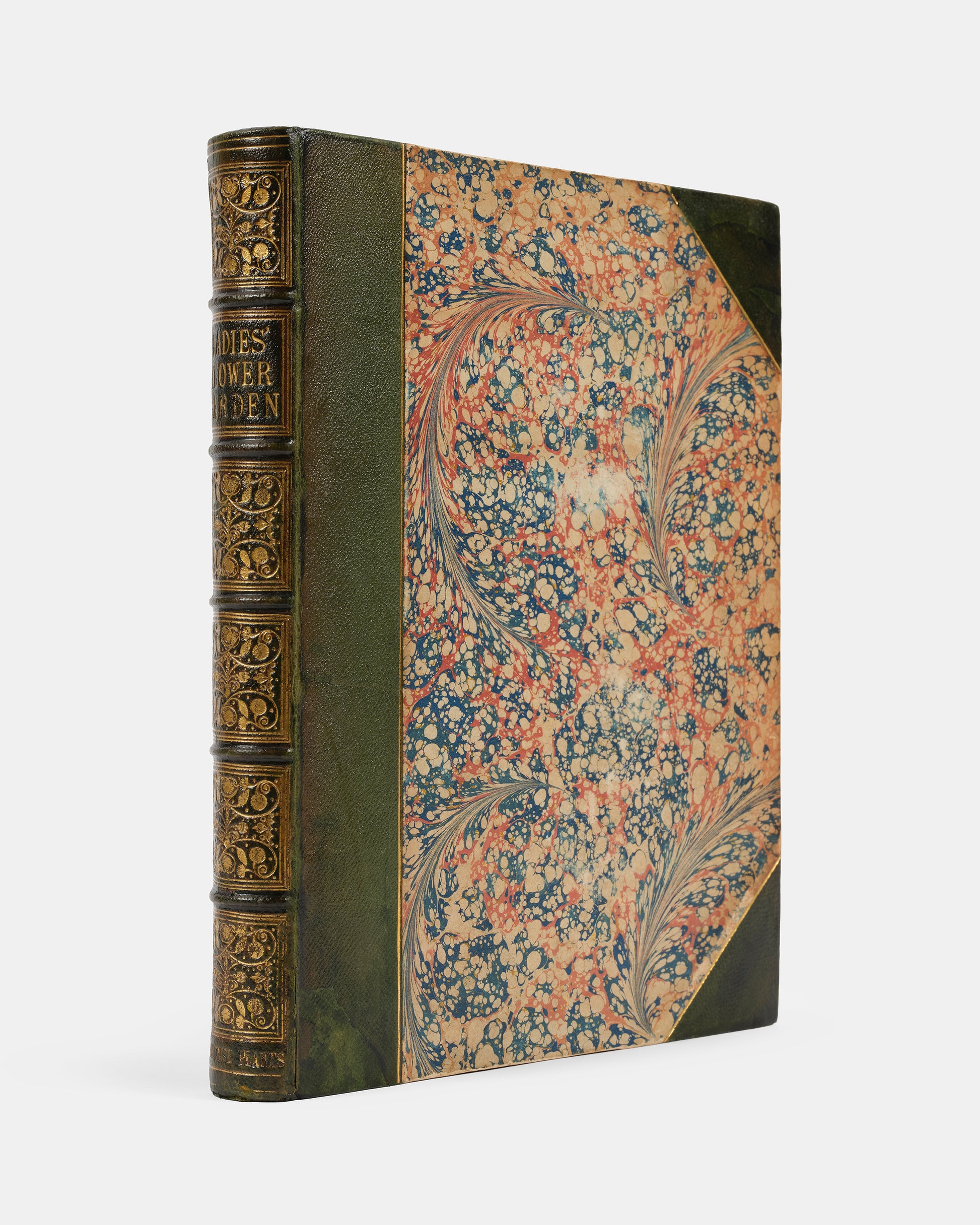 First edition of Jane Loudon's Ladies' Flower Garden of Ornamental Greenhouse Plants, handsomely bound in green morocco by Wareing Webb of Liverpool.