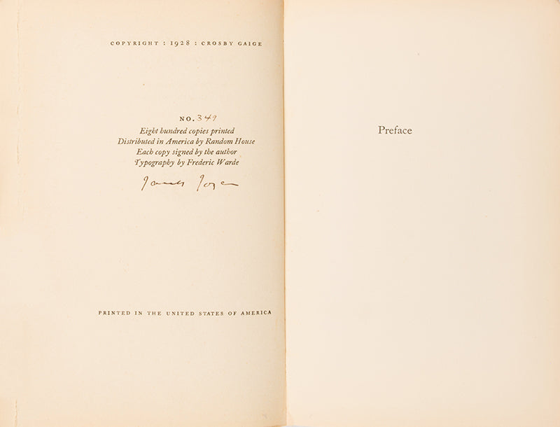 First edition of Anns Livia Plurabelle by James Joyce, one of 800 copies signed by the author.