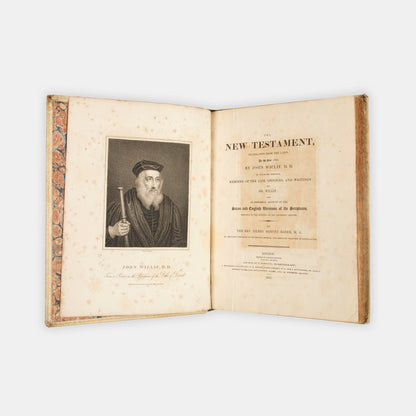 An excellent example of the second printing of Wycliffe's New Testament, extra illustrated with 38 woodcut from the Biblia Pauperum printedin 1877 from the original woodblock