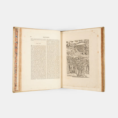 An excellent example of the second printing of Wycliffe's New Testament, extra illustrated with 38 woodcut from the Biblia Pauperum printedin 1877 from the original woodblock