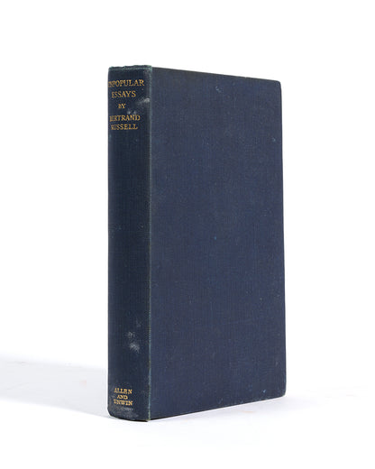 First edition of Unpopular Essays, a collection of Bertrand Russell's more contrarian works, 'concerned to combat... the growth of dogmatism, whether of the Right or of the Left'.