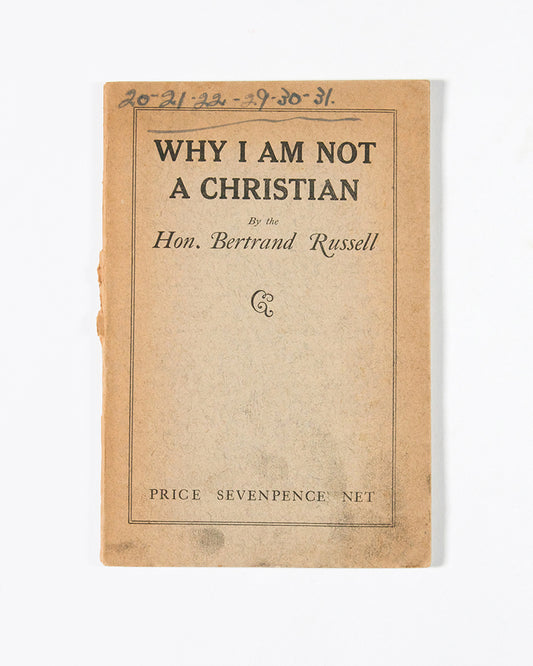 First edition, fourth printing of Bertrand Russell's most famous essay on religion, originally given as a talk to the National Secular Society in 1927.