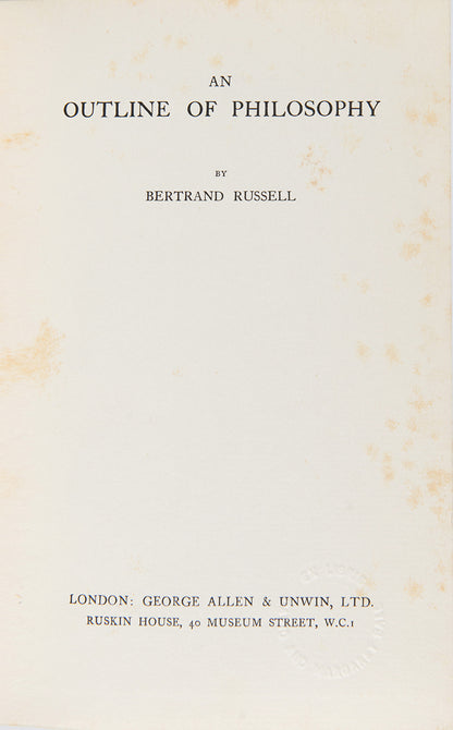 A first edition, first printing of this popular work by Bernard Russell which sets out to explain the nature of philosophical inquiry.