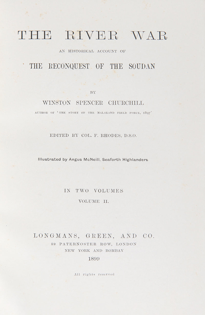 A first edition of The River War by Winston Churchill.