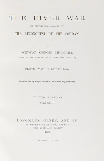 A first edition of The River War by Winston Churchill.
