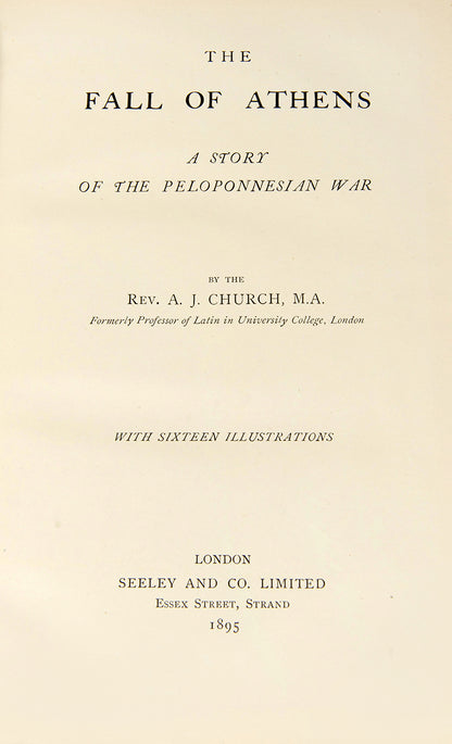 A scarce, finely bound, and illustrated edition of A. J. Church's retelling of the Peloponnesian War