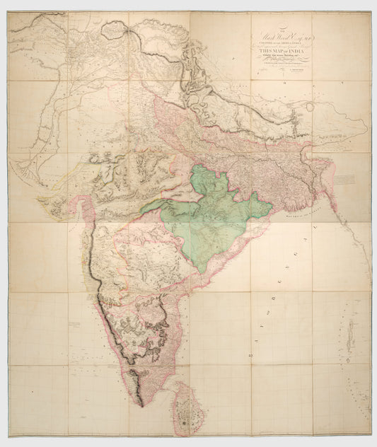 Arrowsmith's Map of India of 1804, dedicated to Mark Wood, showing British India following the defeat of Tipu Sultan and the conquest of Mysore.