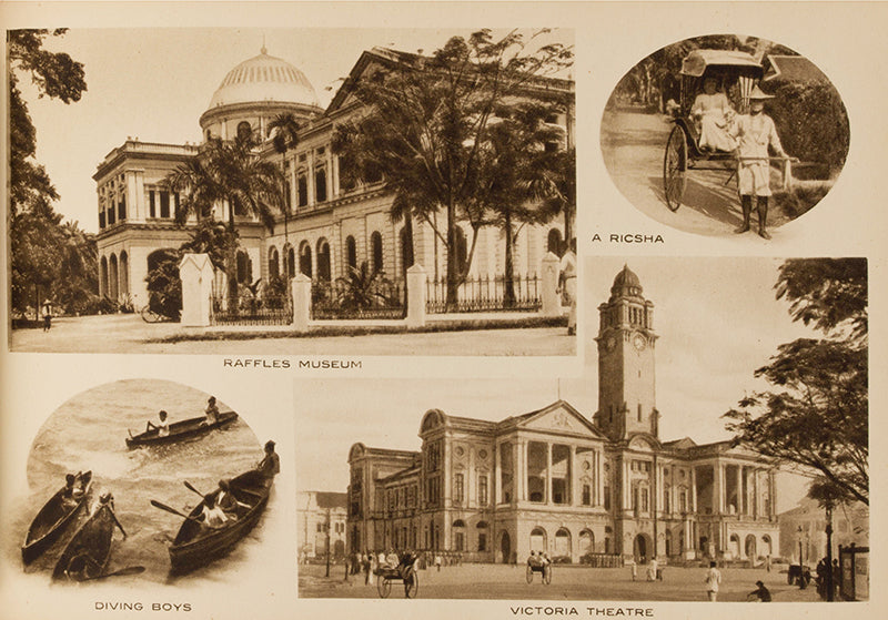Sunny Singapore, published by Kelly and Walsh, containing views of Singapore including the Raffles Hotel, Government House, and other important buildings of the city.